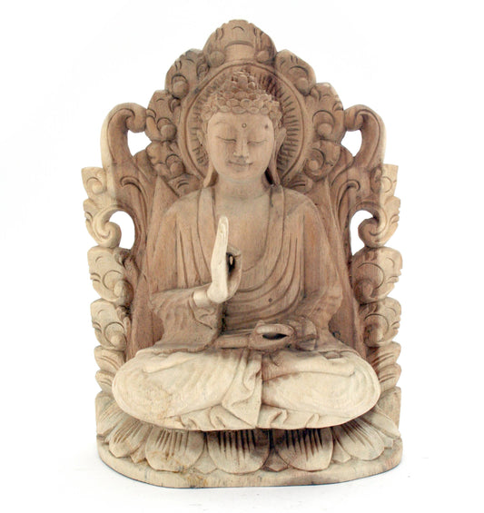 Peaceful, Protection - Hand Carved - Wood Wall Buddha