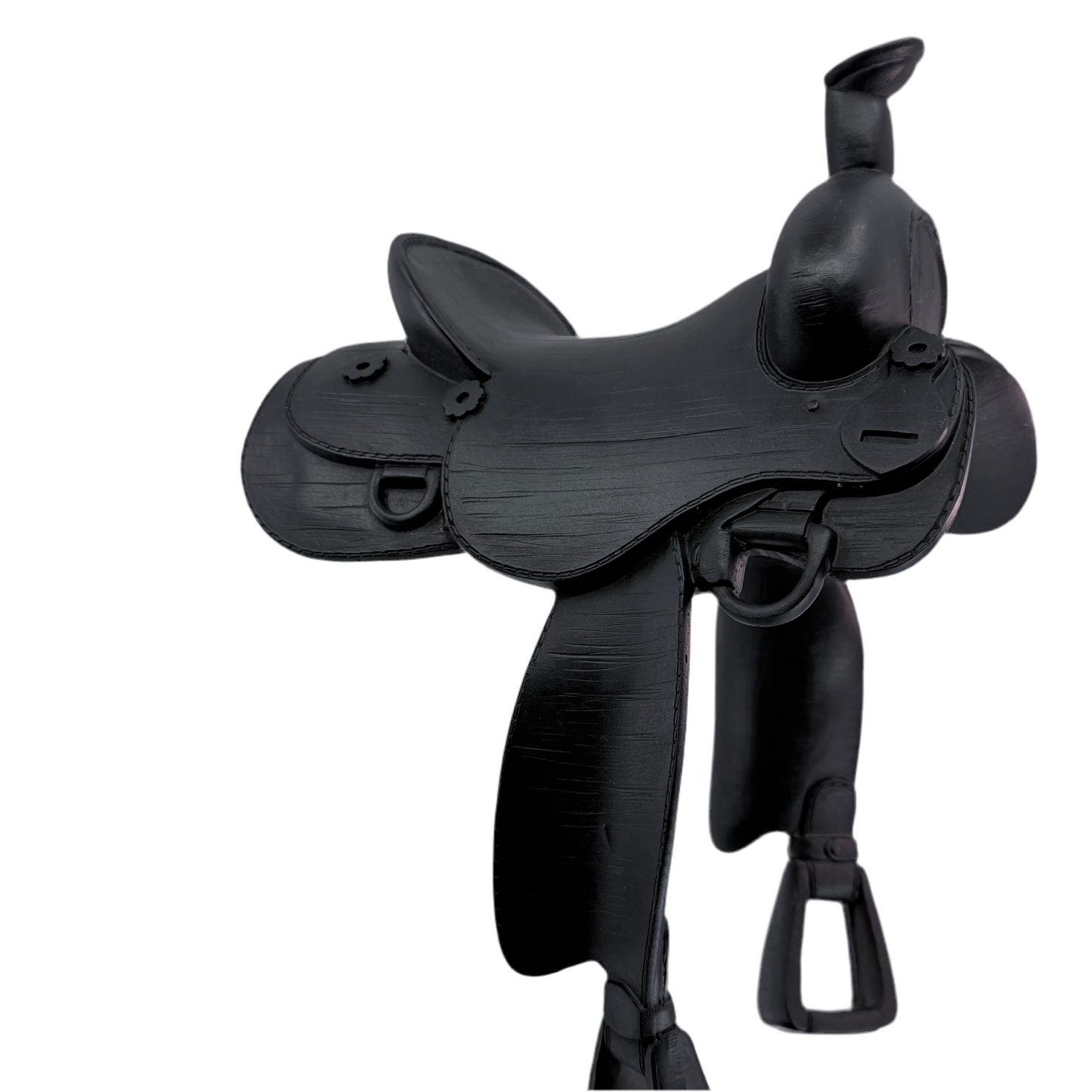 Black Metal and Resin Western Horse Saddle Sculpture