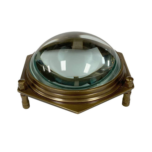 4" Antiqued Brass Hexagonal Dome Desk Magnifier