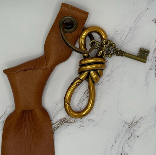 Leather Crafted Necktie Bag Charm