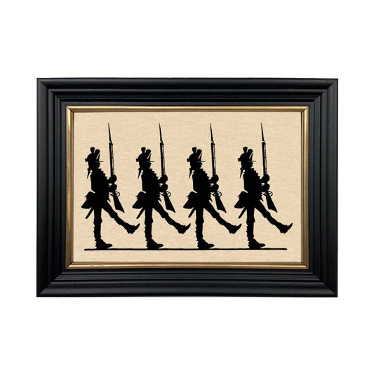 Colonial Soldiers Paper Cut Silhouette in Black Wood Frame