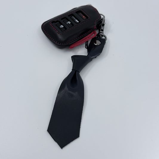 Navy Supple Calfskin Leather Keychain