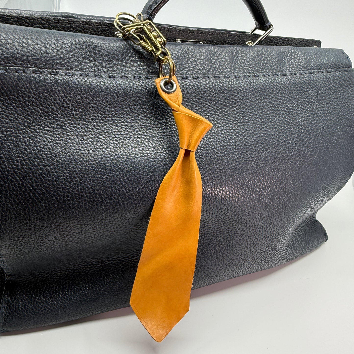 Calfskin Moulded Necktie Bag Charm