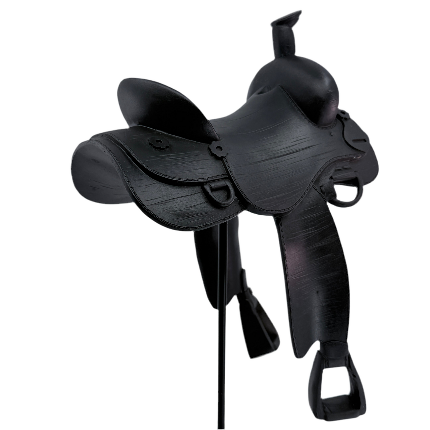 Black Metal and Resin Western Horse Saddle Sculpture