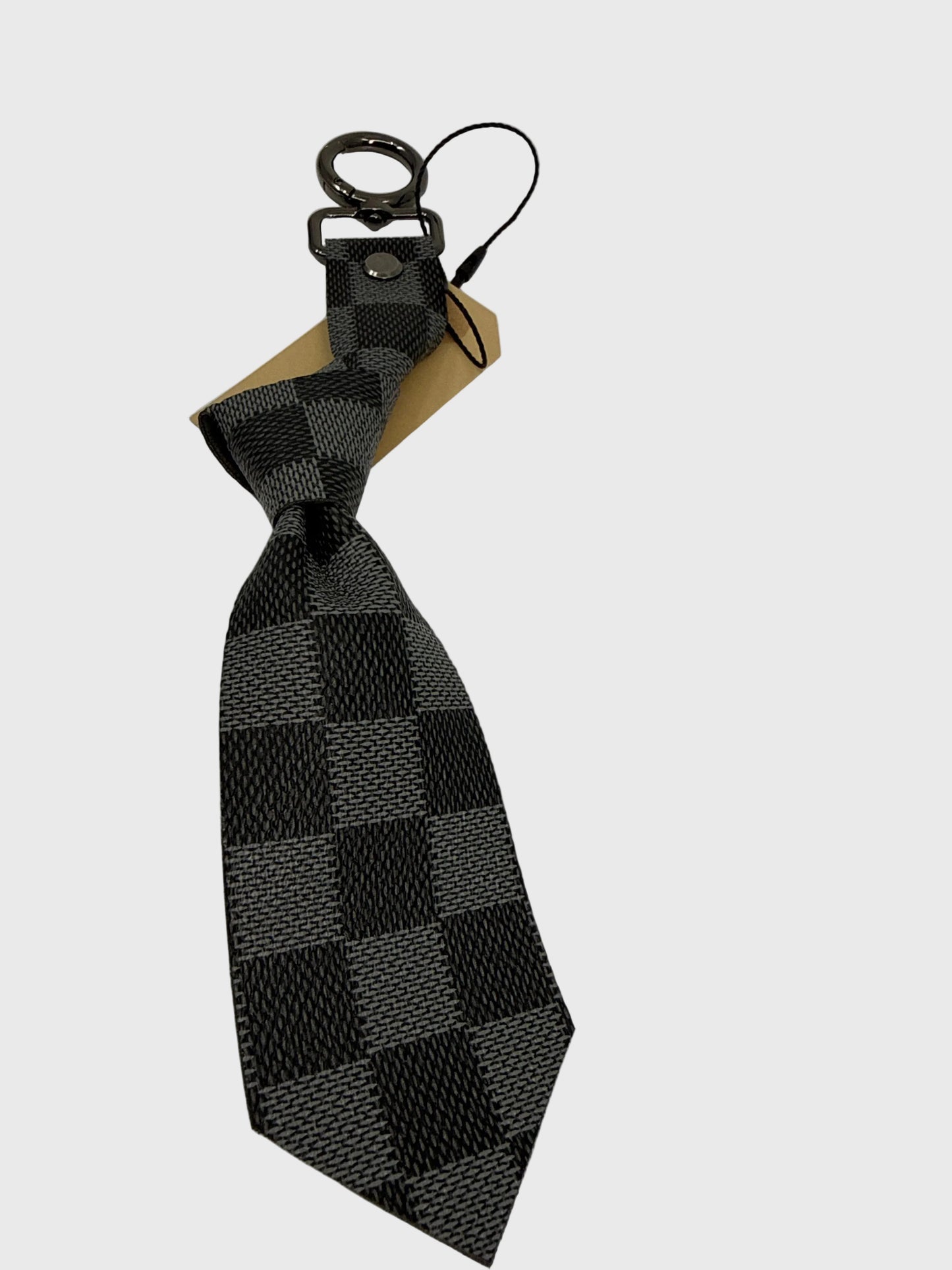 Check Necktie Bag Charm 10"